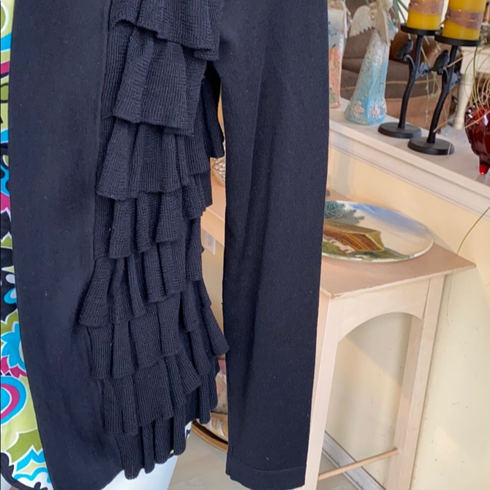 Kenneth Cole Open Front Ruffled Sweater Small